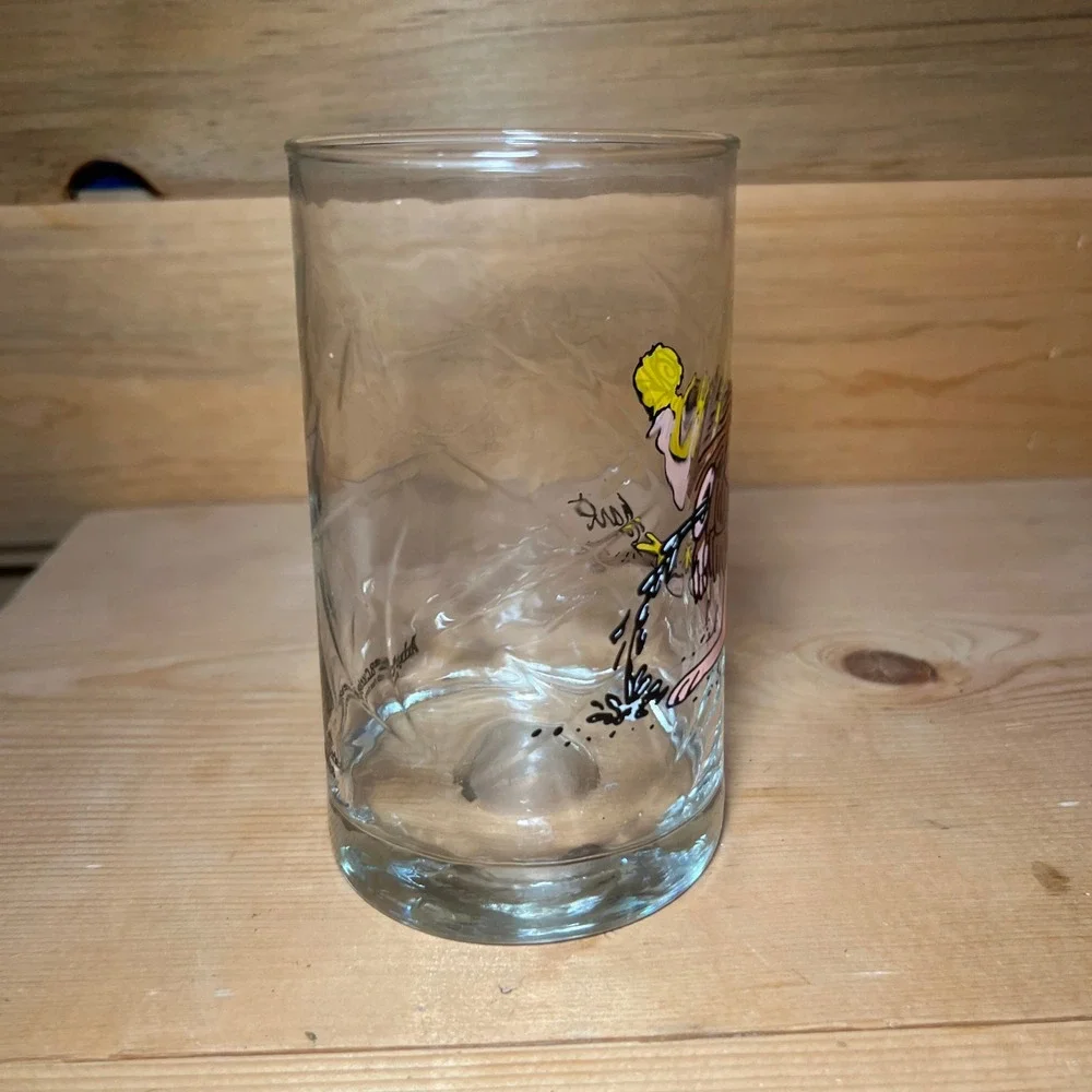 VTG 1981 Arbys Glass BC Ice Age‎ Caveman Grog Drinking Collectible Cup Clear USA